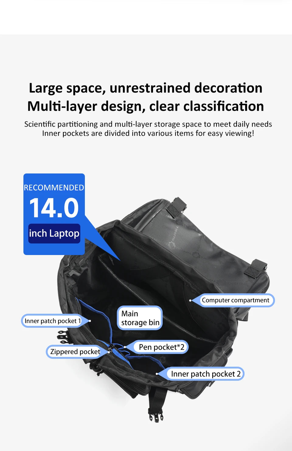 Tigernu School Backpacks For Men Bags For Removable With Shoulder Bags 14inch Laptop Backpacks Women Travel Backpack Bags Male