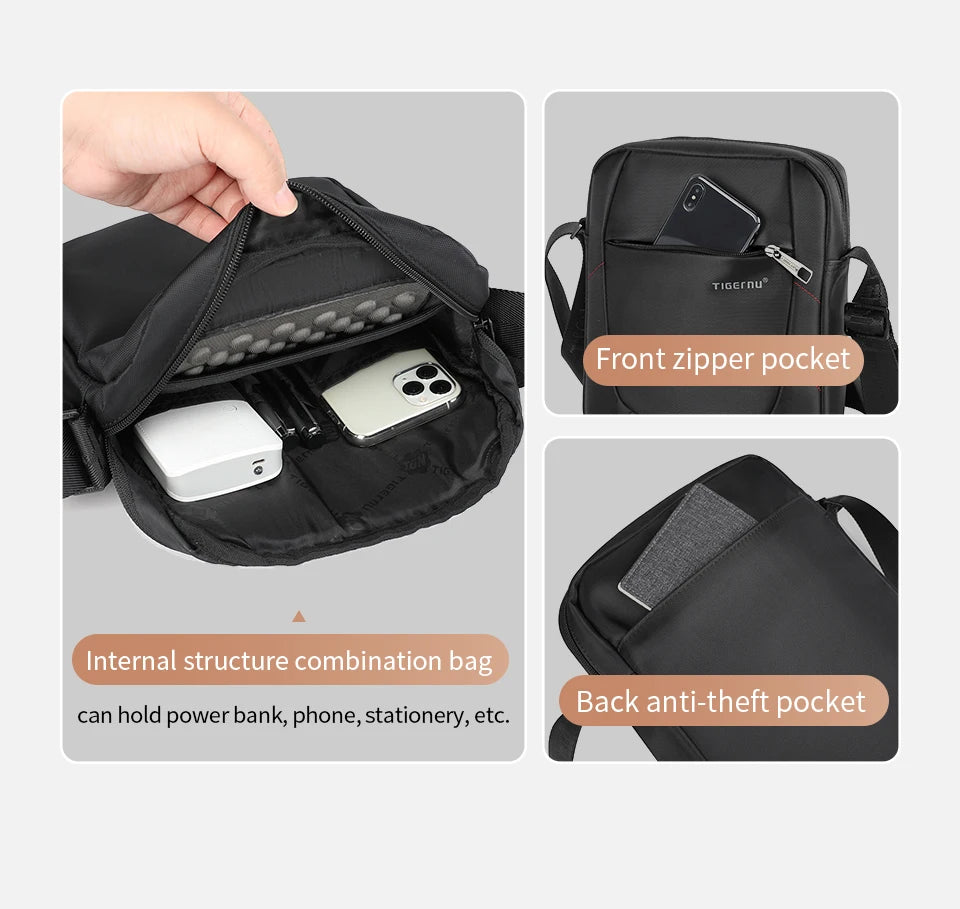Tigernu Shoulder Bags For Men Business Messenger Bag 10inch Ipad Bags Male Crossbody Bags Handbag Casual Travel Bags Sling Pack