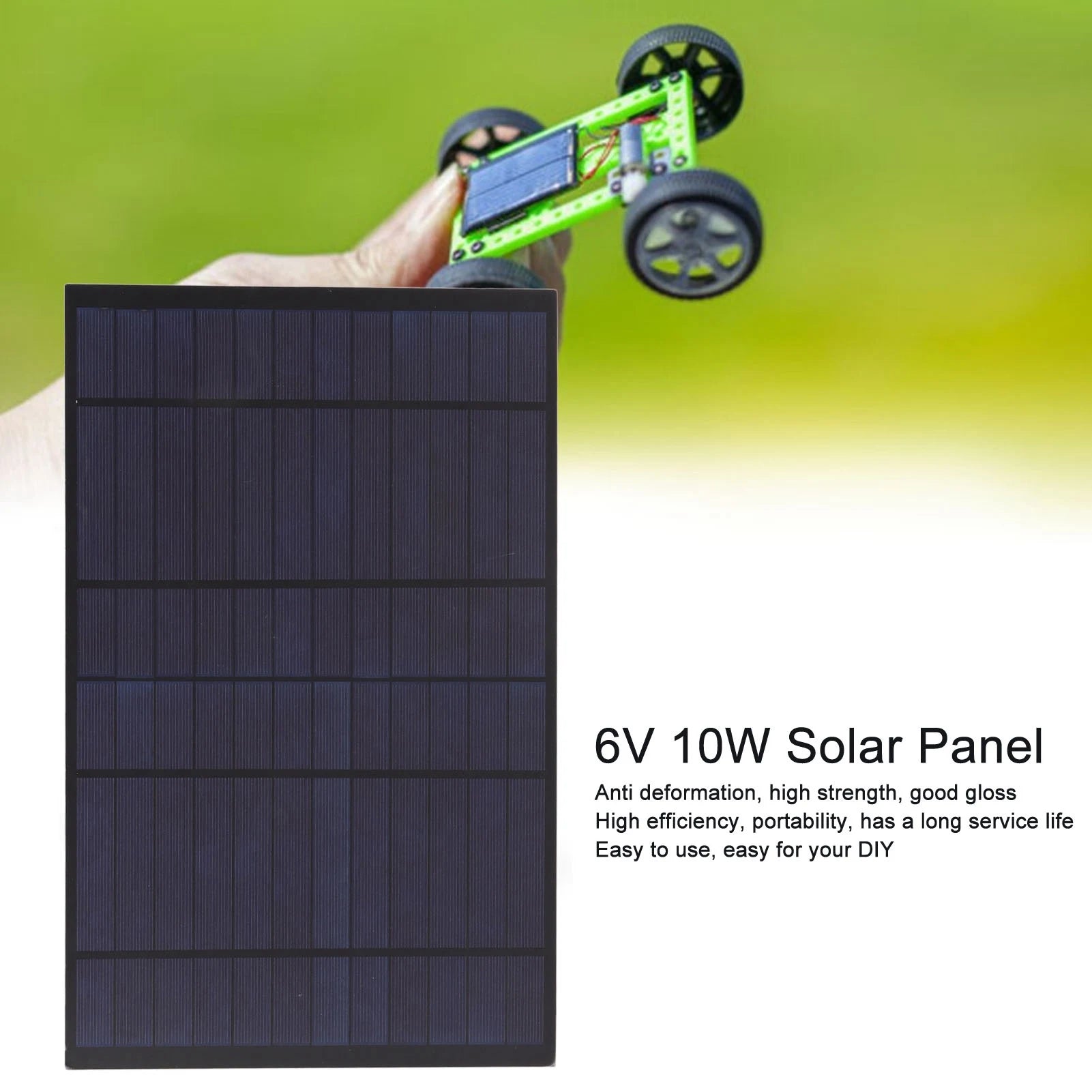 6V 10W Outdoor Solar Panel Charger Polycrystalline Silicon 1660mA Solar Charger Plate for Camping Hiking Mountaineering