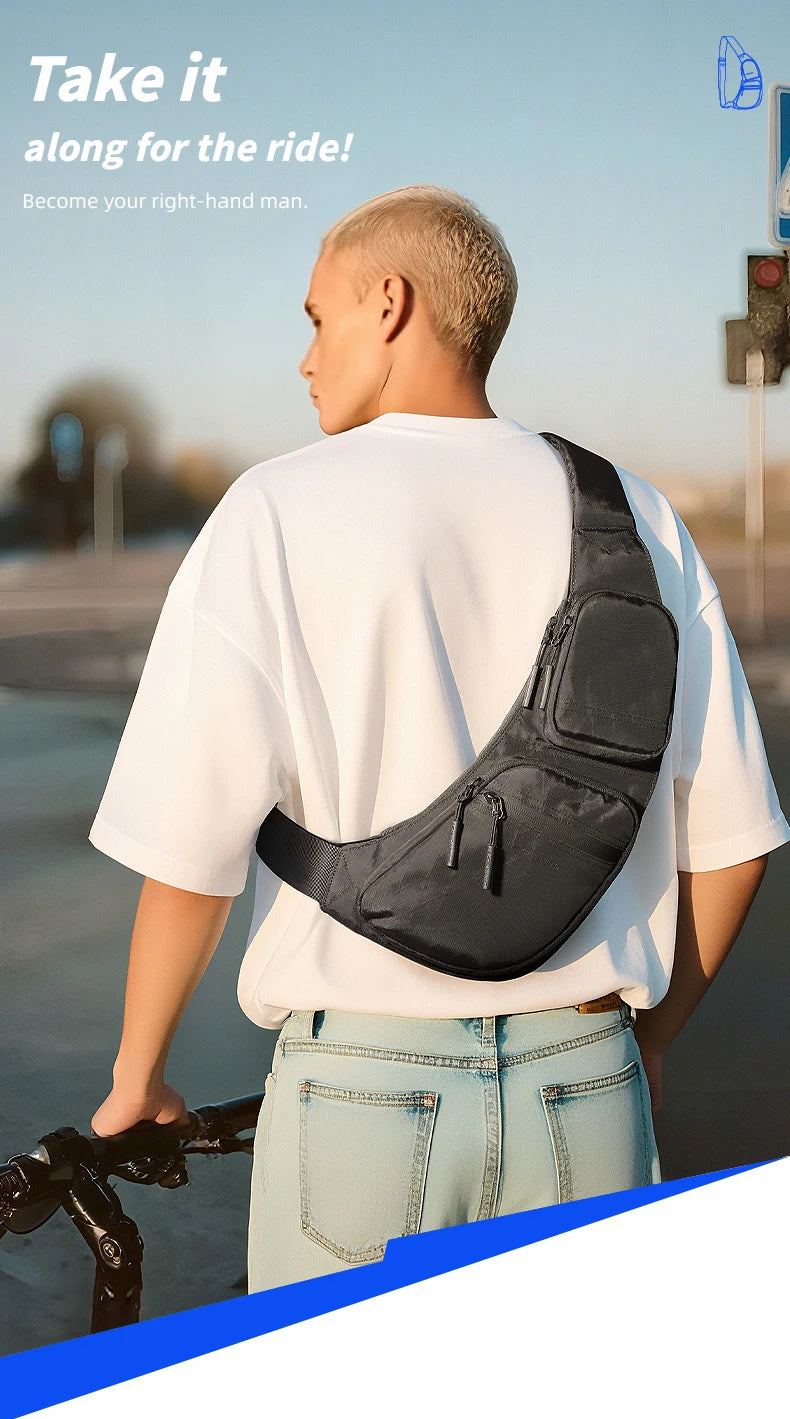 HK Waterproof Men's Shoulder Bag X-Pac Fabric Crossbody Chest Bag Phone Pouch Outdoor Travel Sling Pack Hiking Cycling Side Bags