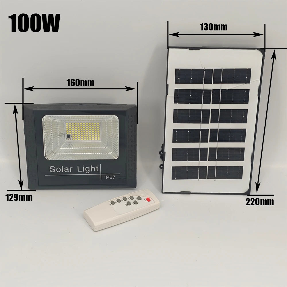 Solar Flood Lights 50w 100w 200w 300w 500w LED Solar Powered Spotlight Outdoor Waterproof Reflector Solar with Remote Control