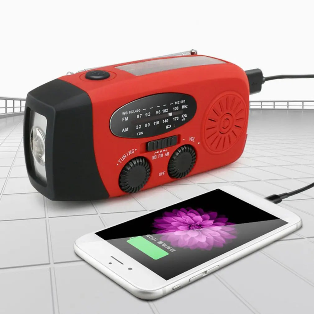 Outdoor Camping Emergency Radio Solar Hand Crank Dynamo Radio FM/AM/NOAA 2000Mah Phone Charger Power Bank Flashlight SOS