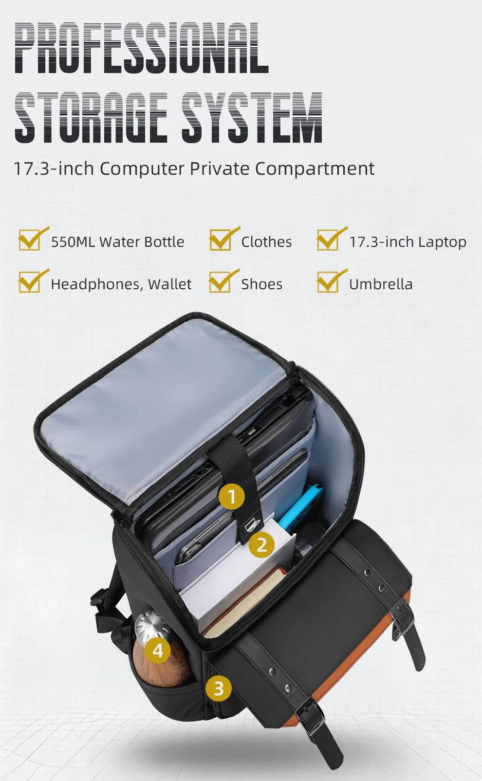 HK Vintage 17.3 inch Laptop Backpack Men Anti-theft Travel Backpack Waterproof Business Computer Bag Daily College Daypack Male