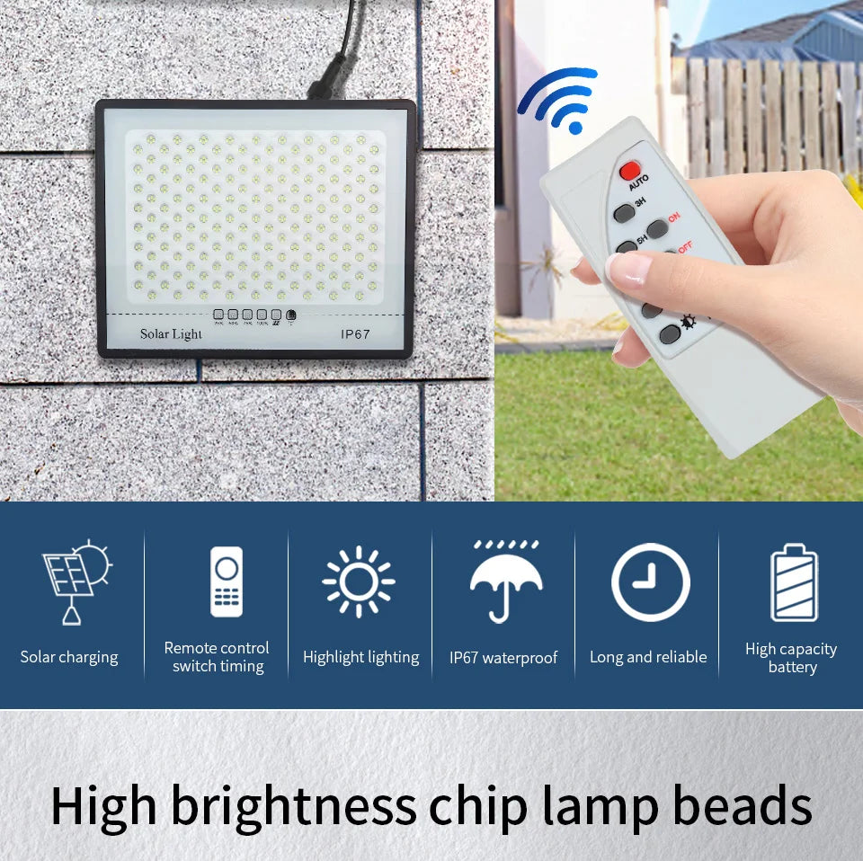 Solar Lamp Outdoor Waterproof Spotlights Solar Lights Remote Control Solar Floodlight Wall Street Garden Lights Sunlight