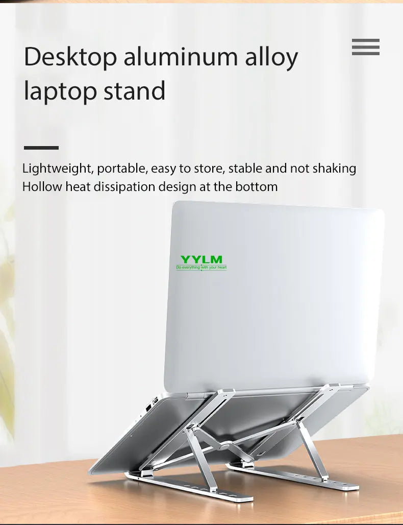 YYLM N3 Desktop Portable Aluminum Alloy Laptop Stand Foldable Heightened For iPad Bracket Notebook Metal Cooling Base In Stock