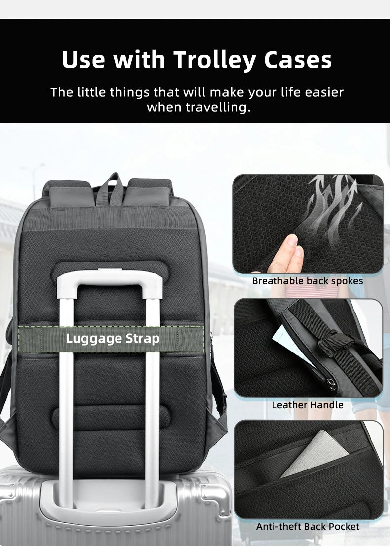 HK Travel Business Backpack for Men Large Capacity 17 Inch Laptop Backpack Multifunctional Anti-Theft Backpack Weekender Daypack