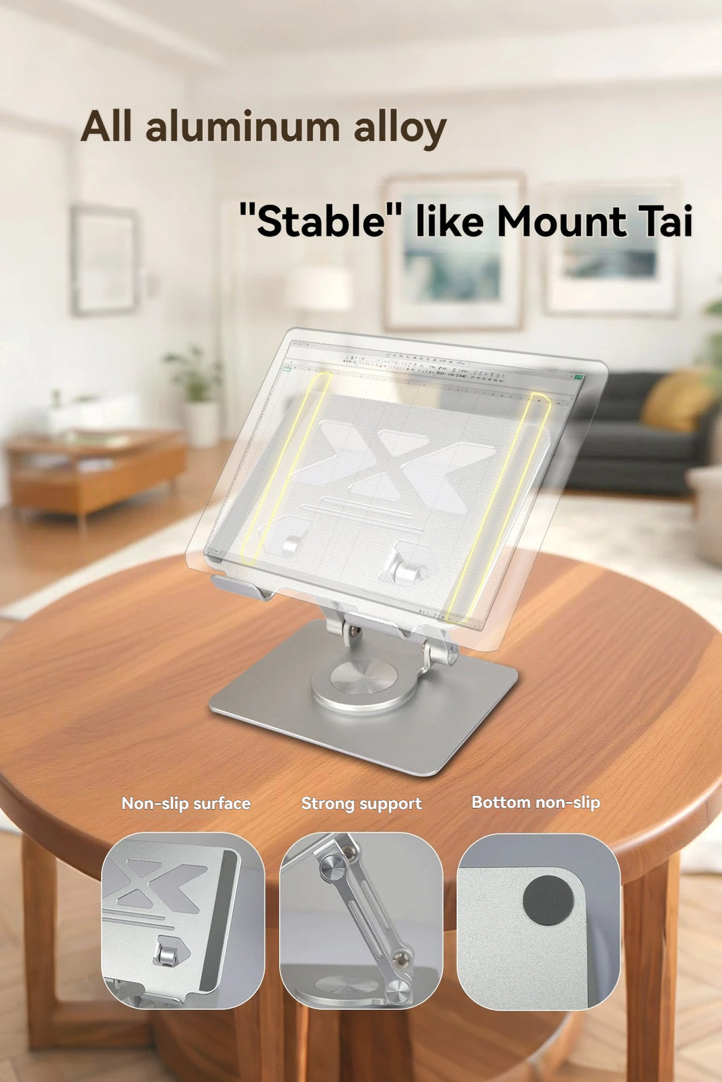 P2029 Tablet Computer Bracket 12.9-inch Aluminum Alloy Metal 360° Rotating Lifting Lazy Desktop Mobile Phone Support Bracket