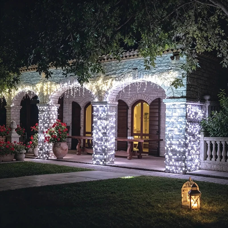 Solar String Lights Outdoor Waterproof 8 Modes LED Copper Wire Fairy Lights with Solar Panel for Garden Patio Yard Tree Decor