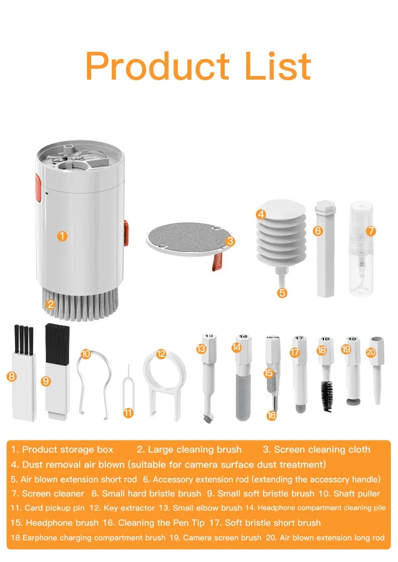 20/1 Digital Cleaning Kit Phone Camera Laptop keyboard Cleaning brush key Screen cleaner Dust Collector Christmas gift