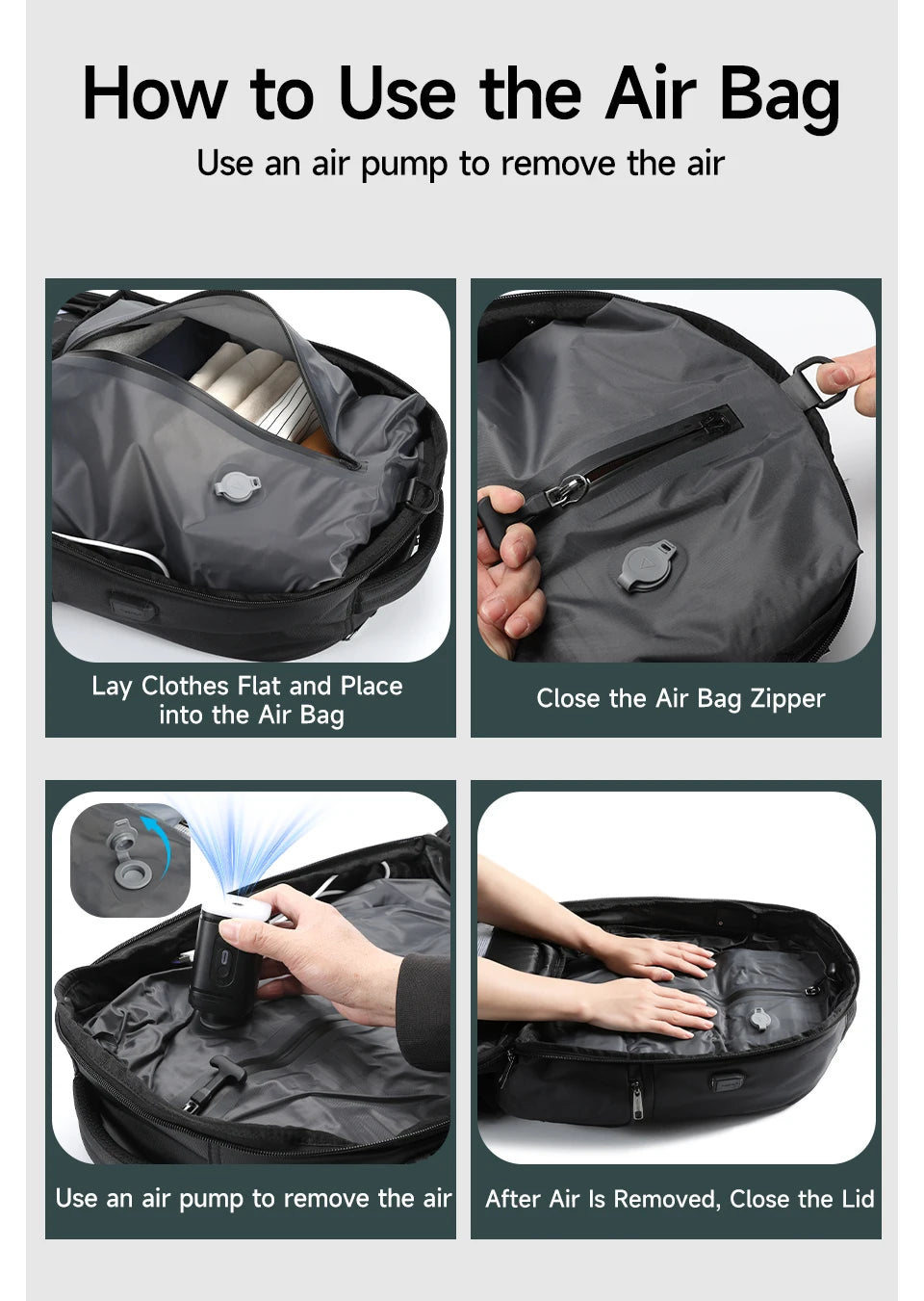 Tigernu Vacuum Compression Backpacks 15.6 17inch Laptop Backpack Men Automatic Vacuum Backpack No Pump Travel Backpack Bags TSA