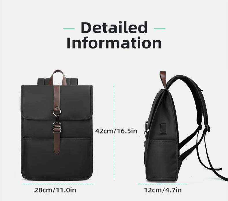 HK Classic Business Backpack For Men Casual 15.6 Inch Laptop Bag With USB Waterproof College School Bags Work Office Rucksacks