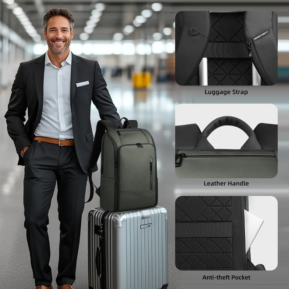 HK Business Travel Backpack Men Waterproof 15.6 inch Laptop Backpack with USB Port Anti-theft Computer College Bag Casual Daypac