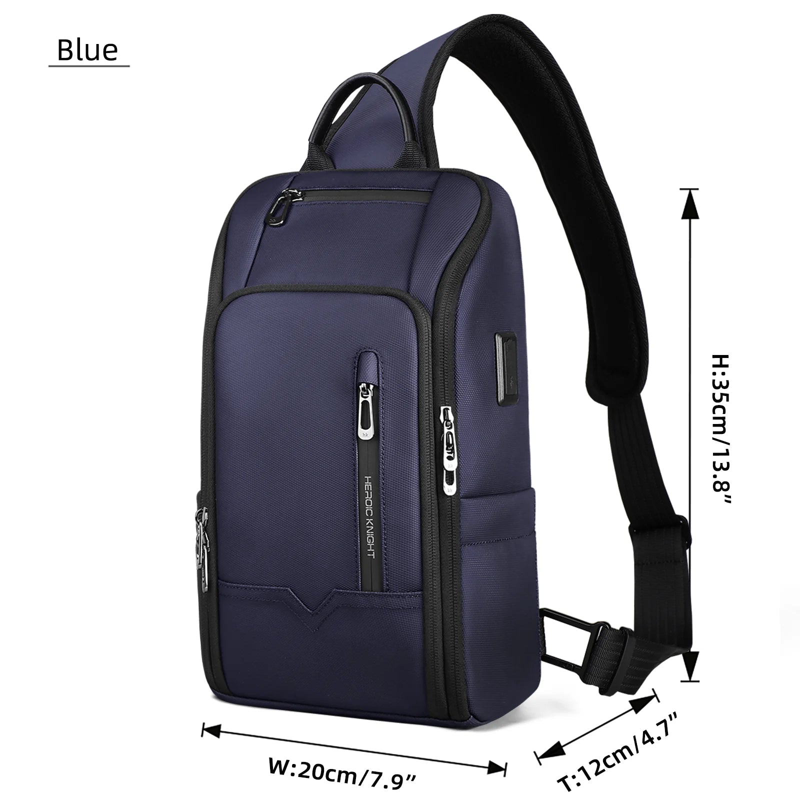 HK Minimalist Crossbody Bag Lightweight Men's Shoulder Bag With USB Port Anti-theft Business Bags for Man Waterproof Daily Pack