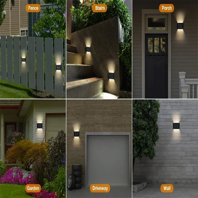 Solar Wall Lamp Outdoor Waterproof Solar Lights Up And Down Convex lens Lighting For Garden Street Landscape Balcony Outdoor Dec