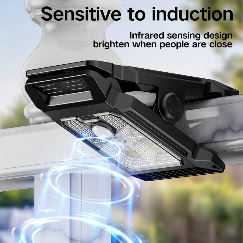 Solar powered courtyard lamp, household garden lighting, human body sensing multifunctional outdoor clip on lawn lamp