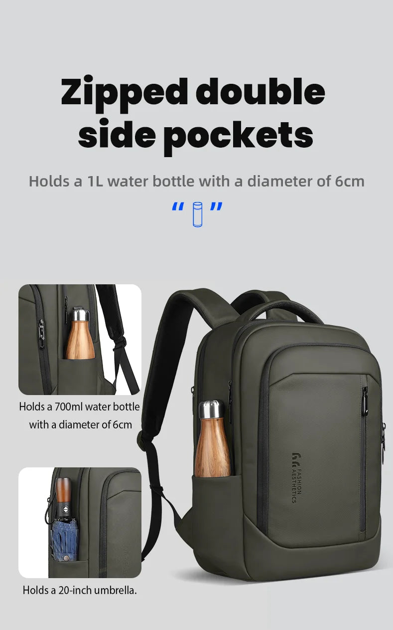 HK Smart Business Backpack Male Waterproof Travel Carry on Backpack Large Capacity 17 inch Laptop Backpack for Men Daily Daypack