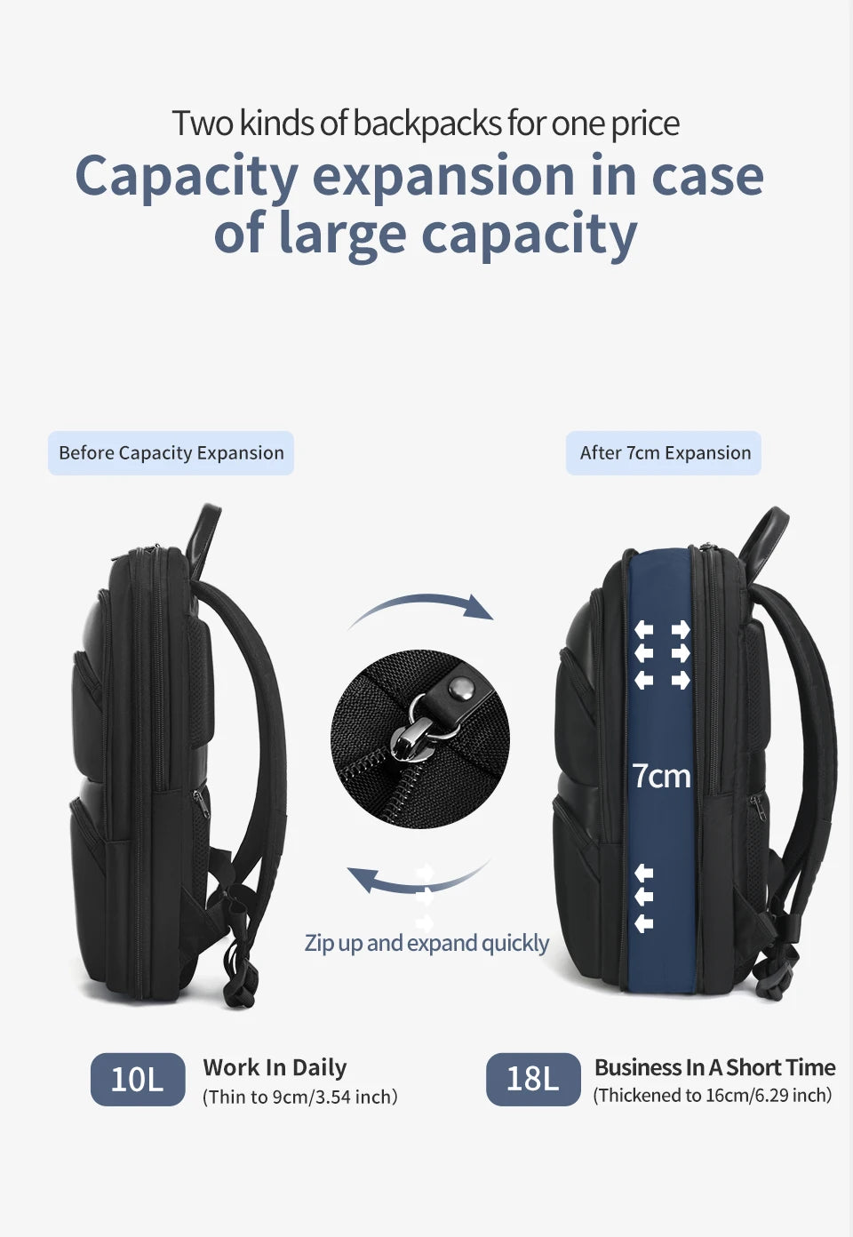 Tigernu Expandable Backpack Men Thin Bags For Men Travel Backpack Waterproof Male 15.6inch Laptop Backpack Bag Mochilas Knapsack