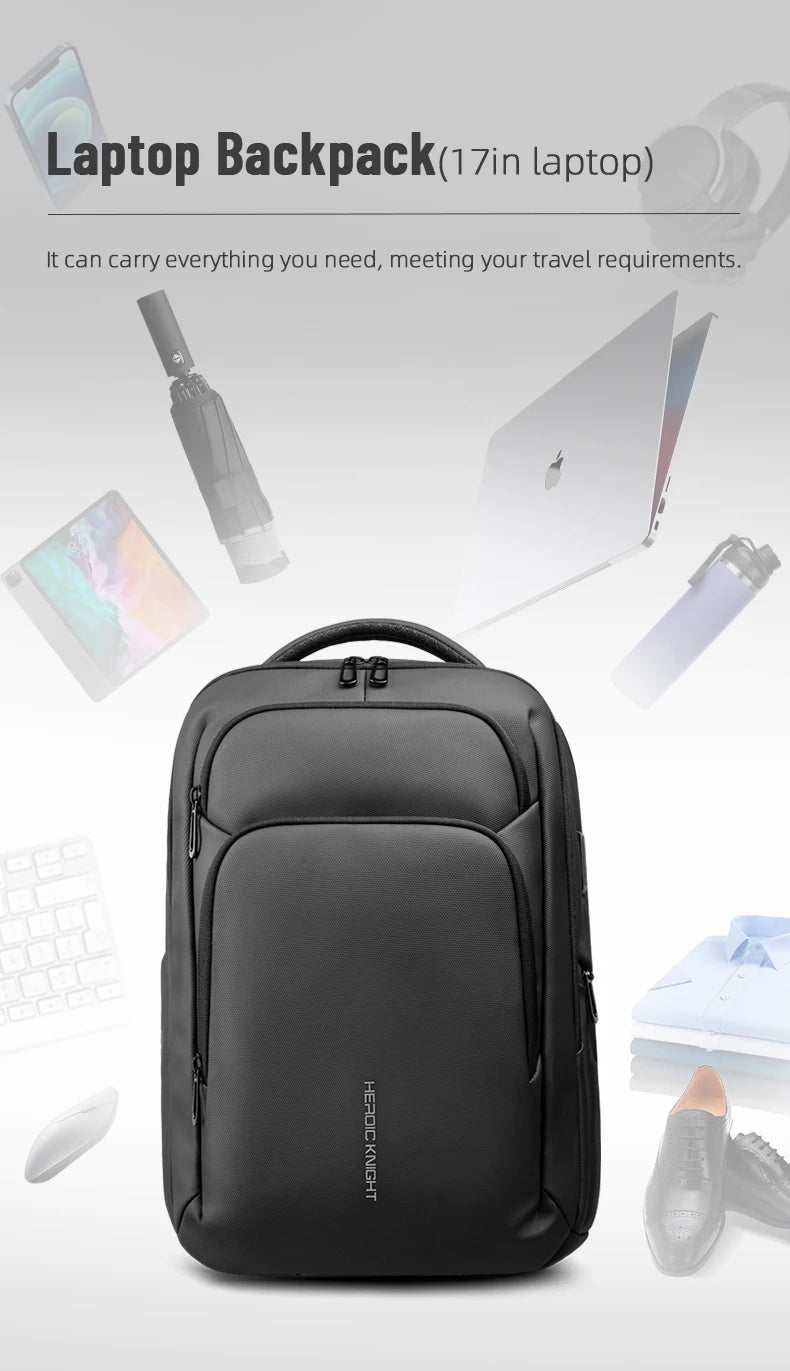 HK Multifunctional Business Backpack Men Large Capacity Travel Backpack Waterproof 17.3" Laptop Bag With USB Office Work Daypack