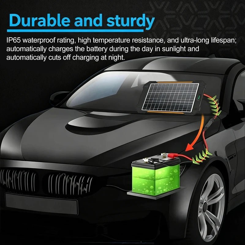 12V-18V Solar Panel Car Battery Trickle Charger with Smart Charging Controller for RV Travel Camping Hiking Power Supply