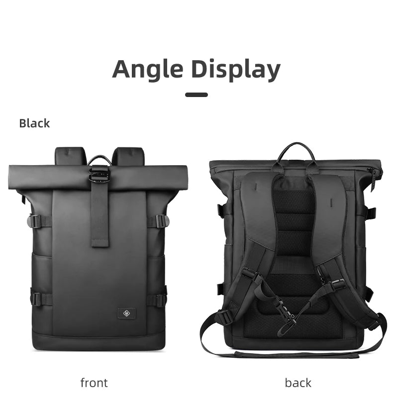 HK Roll-top Travel Backpack Expandable Business Backpack for Men 15.6 Inch Laptop Bag Casual Commute Daypack Computer Men's Bag