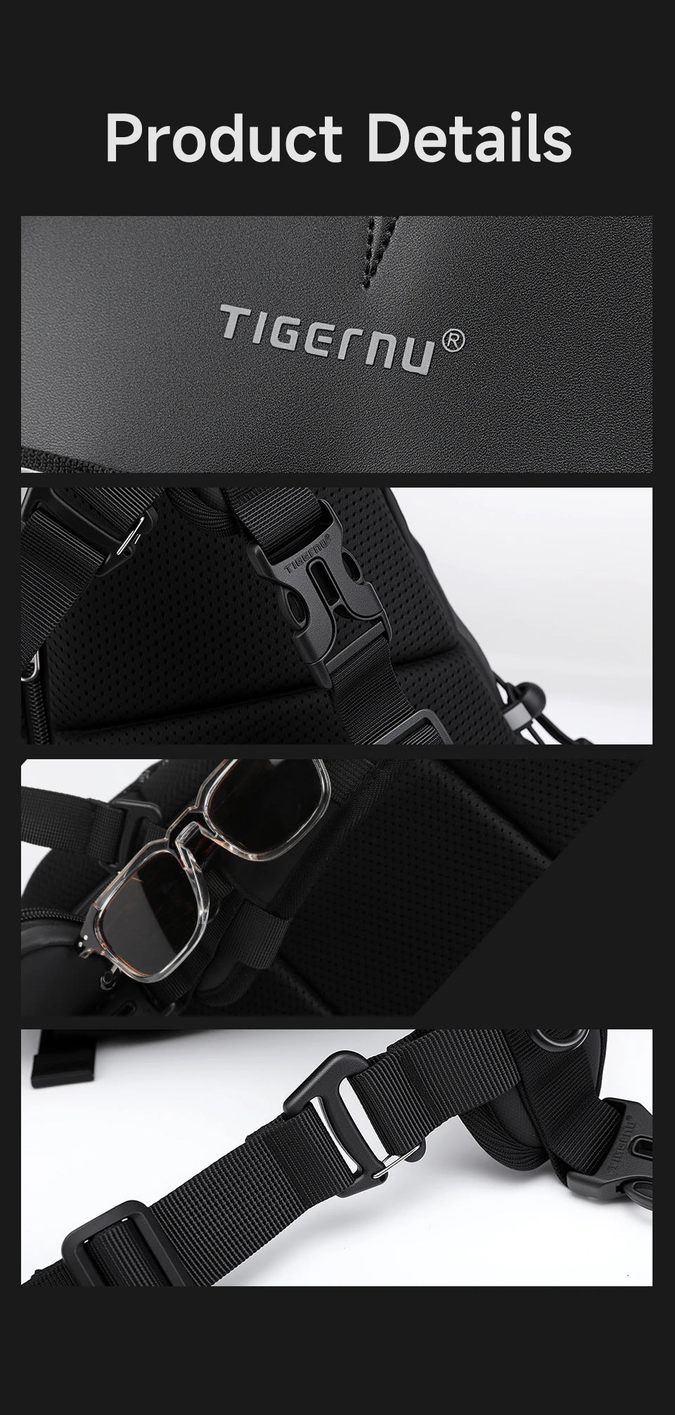 Tigernu Fashion Chest Bags For Men Outdoor Sports Shoulder Bags Male Reflective Strip Crossbody Sling Bags Hiking Biking Travel