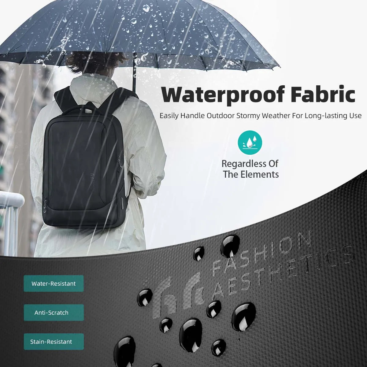 HK Men's Designer Laptop Bag Waterproof School Bags for College Boys Male Business Sports Travel Backpack Men With USB Charging