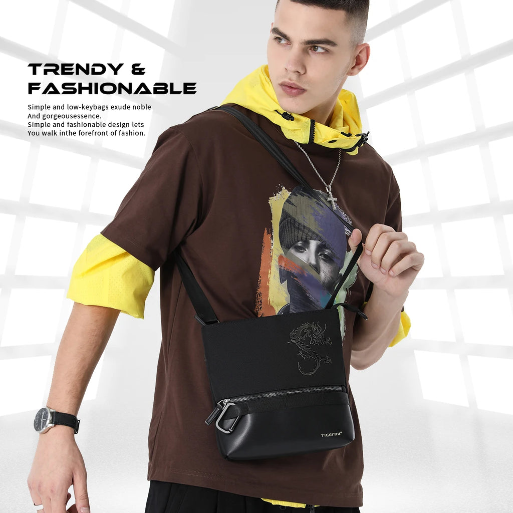 Tigernu Crossbody Bags For Men Chinese Style Shoulder Bags Mini Bag Travel Bags For Men Dragon Series