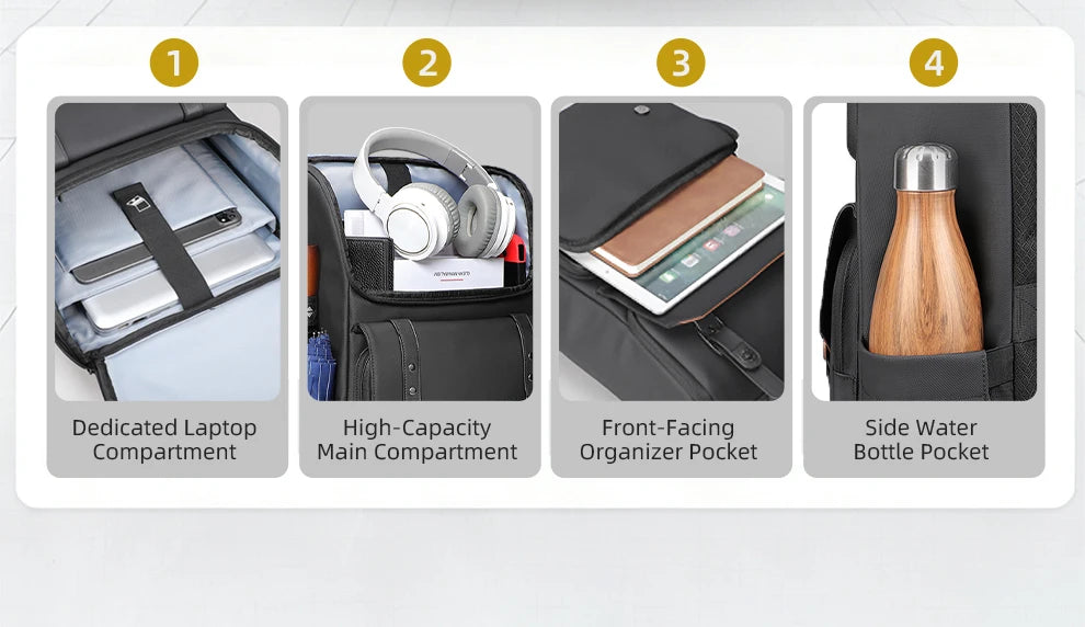 HK Vintage 17.3 inch Laptop Backpack Men Anti-theft Travel Backpack Waterproof Business Computer Bag Daily College Daypack Male