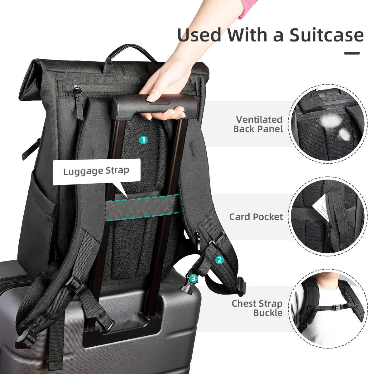 HK Waterproof Motorcycle Backpack Men Large Capacity Moto Bag Hiking Cycling Backpack 15.6 inch Laptop Bag Sport Travel Backpack
