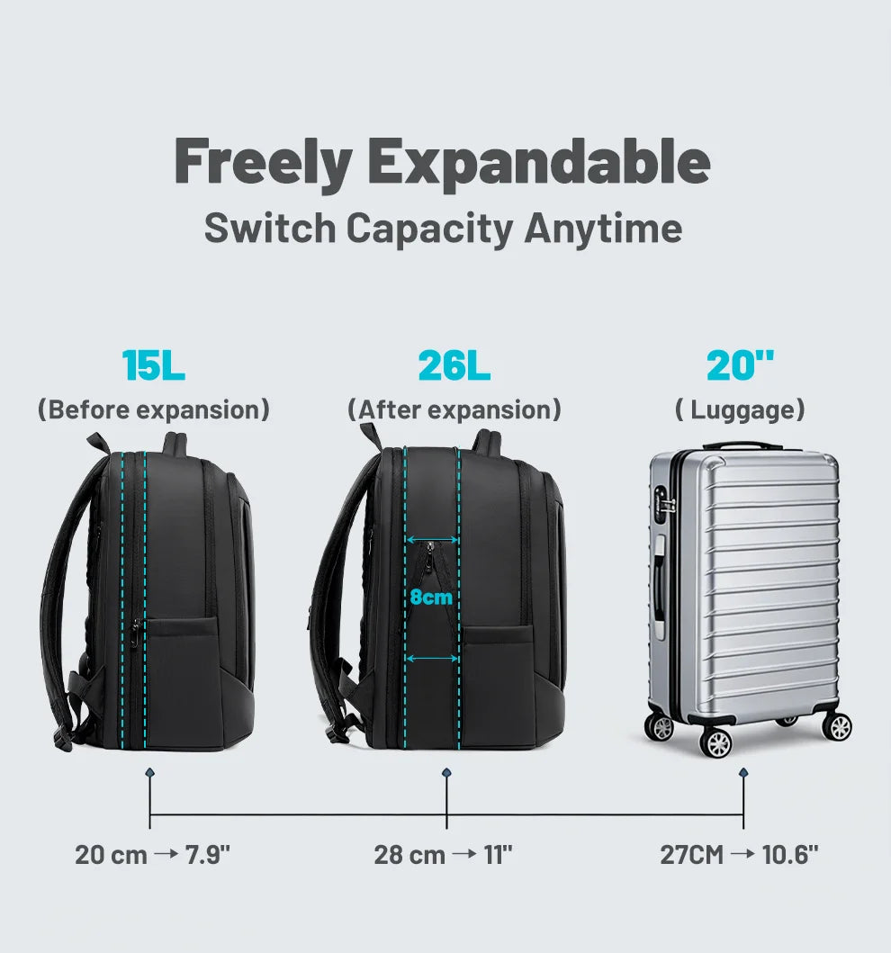 HK Business Backpack with USB Port 17 inch Laptop Bags for Men Waterproof Commute Daypack Large Capacity Travel Office Backpack