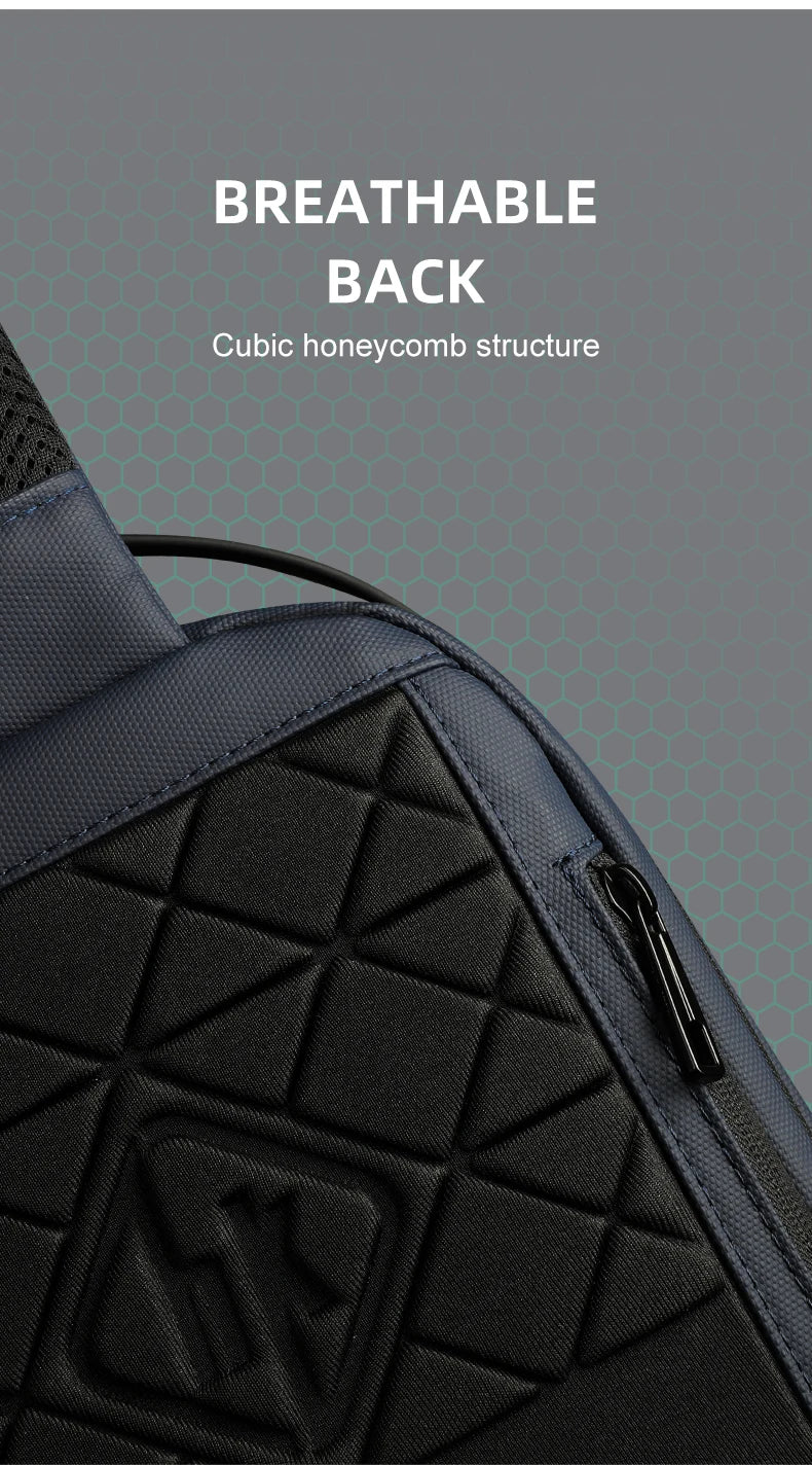 HK Minimalist Crossbody Bag Waterproof Men's Shoulder Bag Oxford Casual School Bag with USB Port Commute Business Chest Bag Male