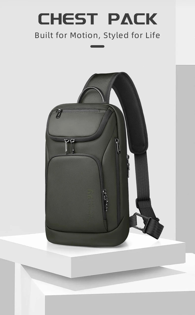 HK Multifunction Men's Shoulder Bag Waterproof Crossbody Bag Fit 11 inch iPad Lightweight Messenger Sling Bag for Travel Outdoor