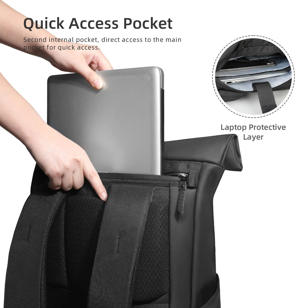 HK Multifunctional Travel Backpack for Men Large Roll-top Hiking Backpack Waterproof 15.6 Inch Laptop Bag Outdoor Sport Rucksack