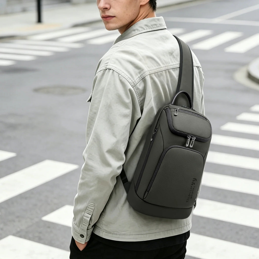 HK Multifunction Men's Shoulder Bag Waterproof Crossbody Bag Fit 11 inch iPad Lightweight Messenger Sling Bag for Travel Outdoor