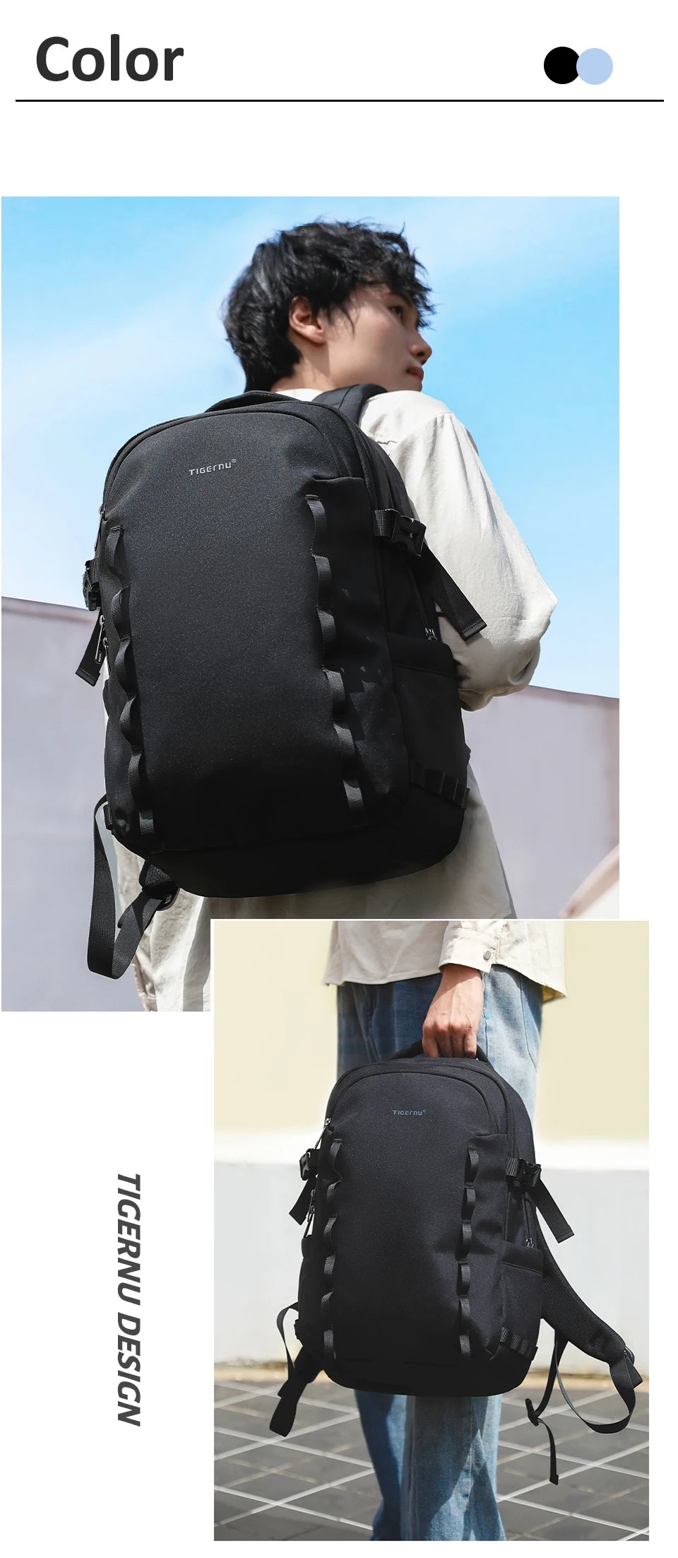 Tigernu School Backpacks For Men Bags For Travel Backpacks Women Nylon Bags For School Knapsack Girls 15.6 Laptop Backpacks Male