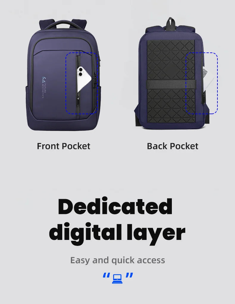 HK Travel Backpack for Men Airline Approved 17” Laptop Business Backpack Large Capacity Rucksack With USB Port Computer Backpack