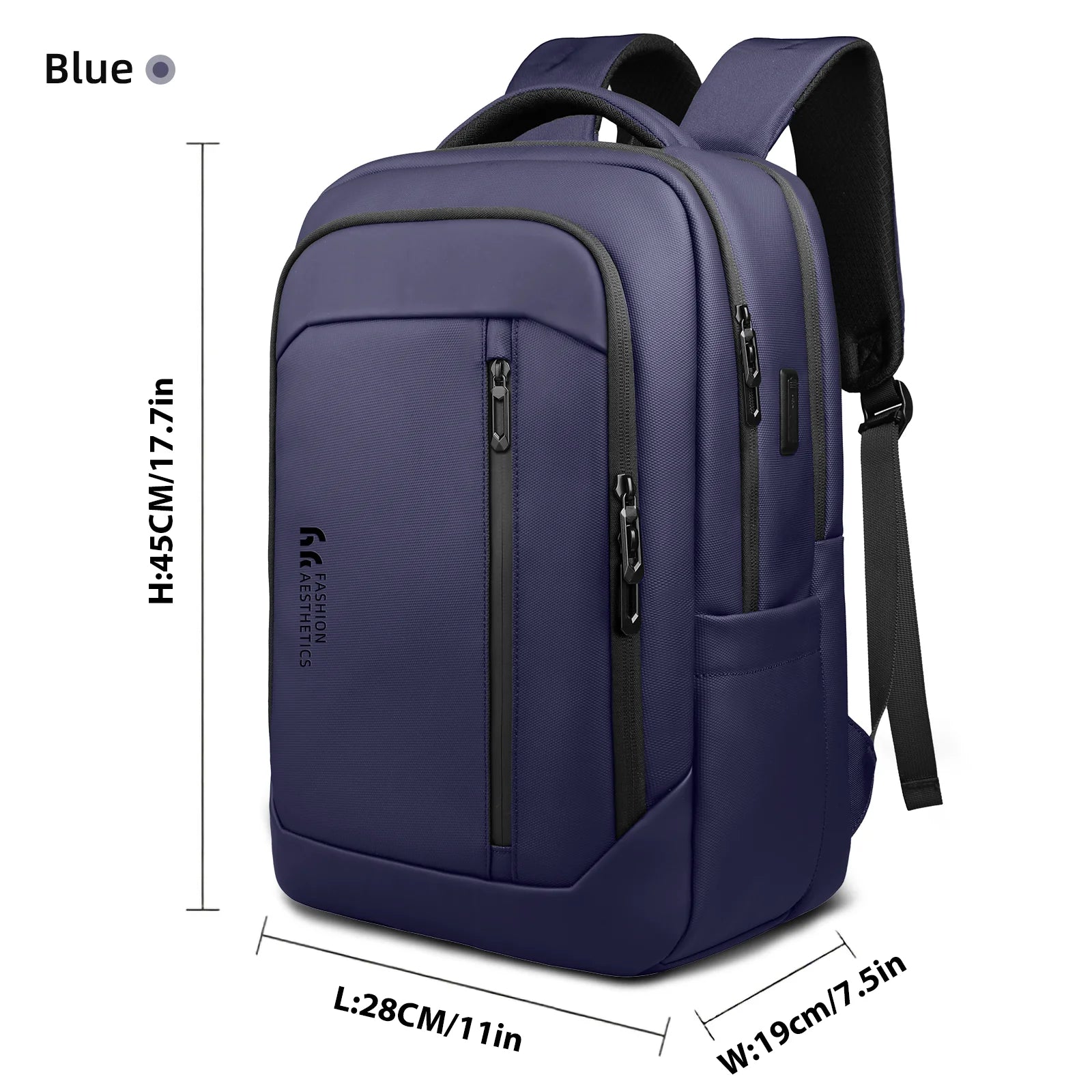 HK Multi Pocket Business Backpack Waterproof 17 inch Laptop Backpack with USB Charging Port School Bag for Men Computer Rucksack