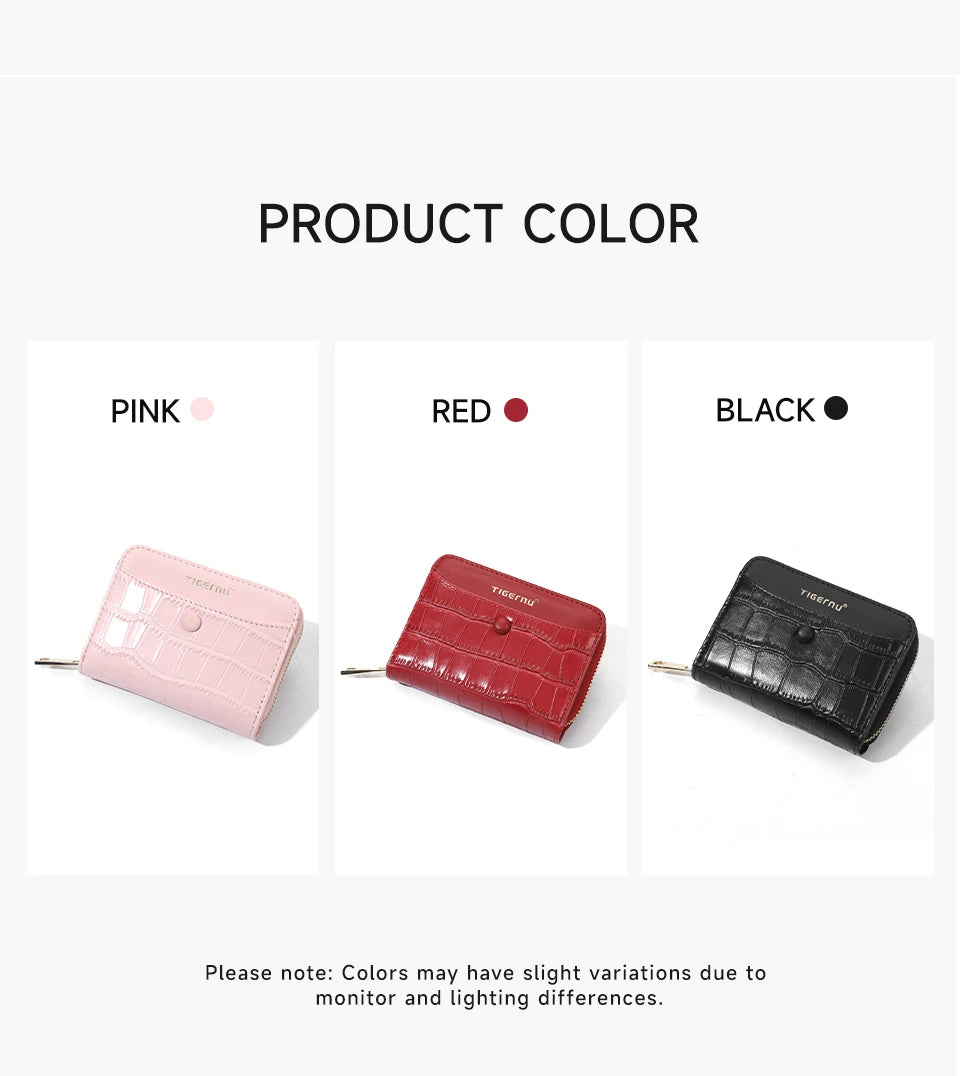 Tigernu Woman's Wallets Pink Card Wallet Purses For Woman Genuine Leather Coin Purses Light Women Card Holders Female Card Bags