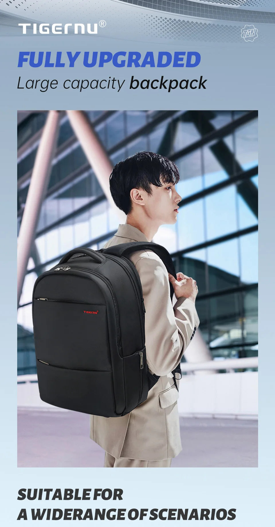 Tigernu Anti-theft Backpacks Large Capacity Bag 15.6 17 19inch Laptop Backpack For Men Travel Backpack Women Bag Female Knapsack