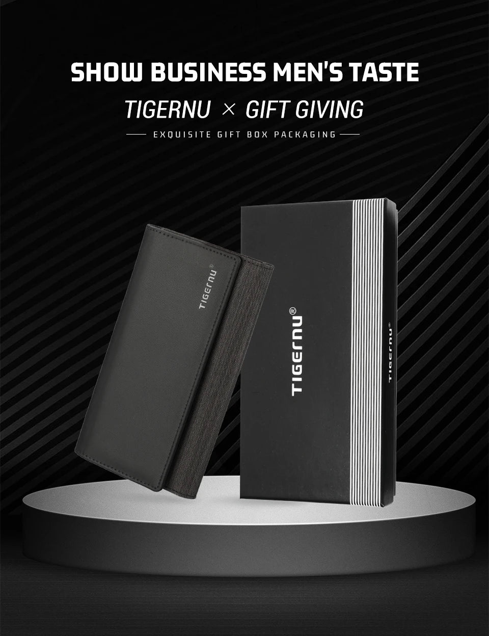 Tigernu Wallets Men Long Purses Male Handbags Coin Purse Cards Holder Oxford Billfold Wallet With Gift Box Money Clips Mens Bags