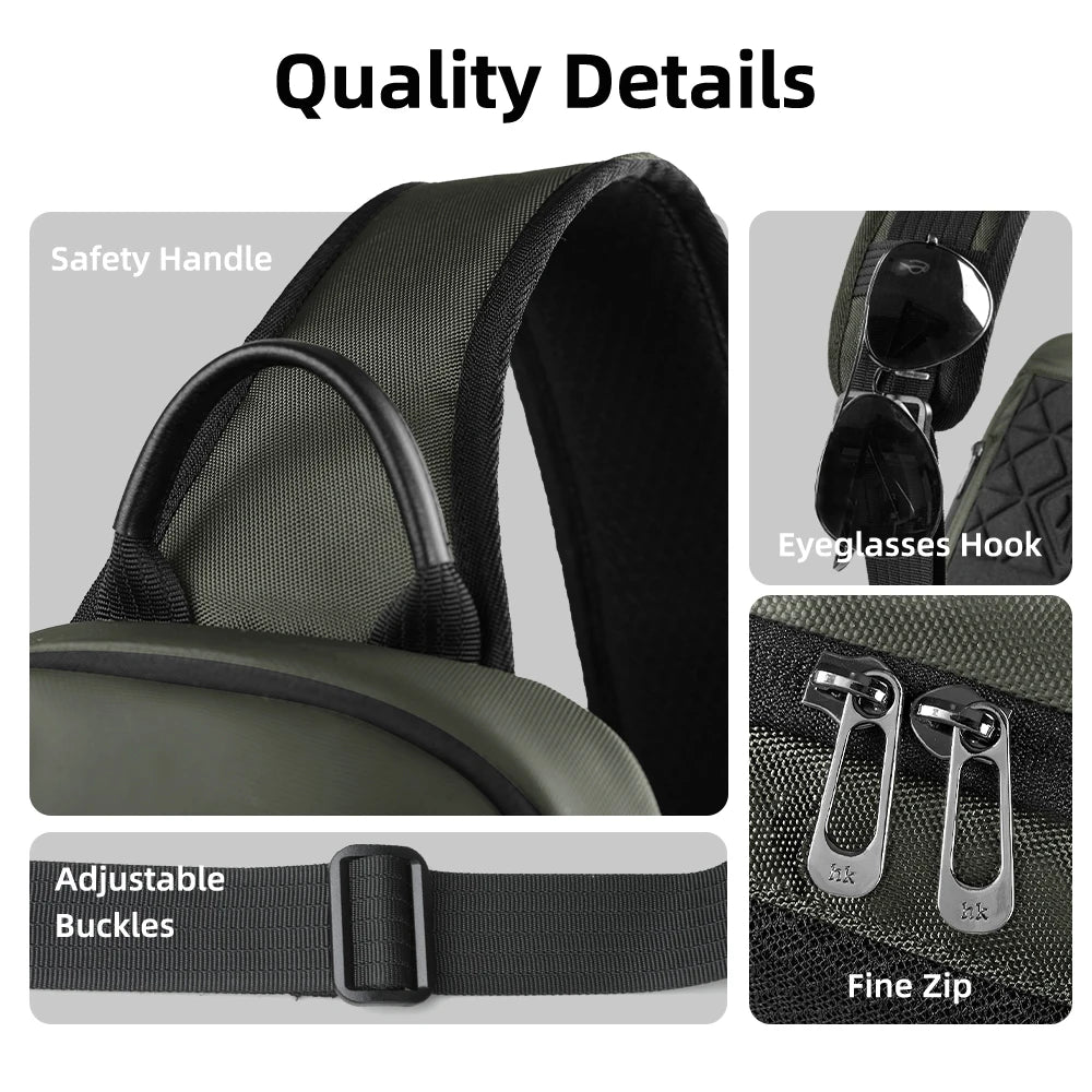 HK Lightweight Crossbody Bag for Men Waterproof Men's Shoulder Bag with USB Port Anti Theft Chest Sling Bags Commute Work Pouch