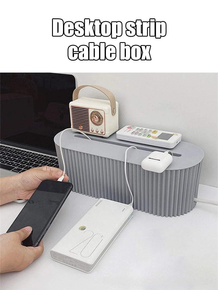Household Socket Board Organizer Box with Lid for Home Office Desk - Multifunctional Cord Hider To Hide Wires, Cables, Sockets