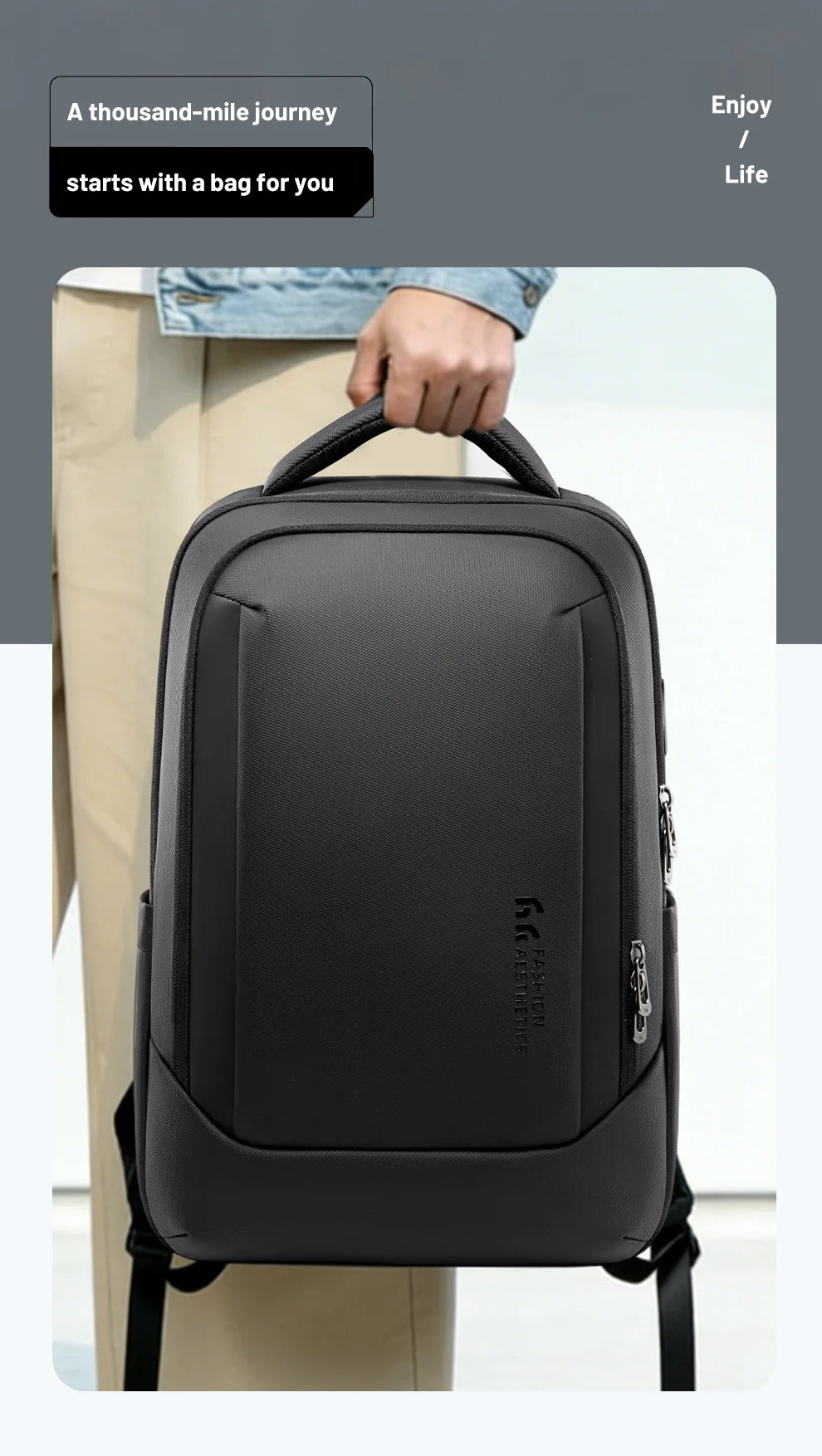 HK Business Backpack with USB Port 17 inch Laptop Bags for Men Waterproof Commute Daypack Large Capacity Travel Office Backpack