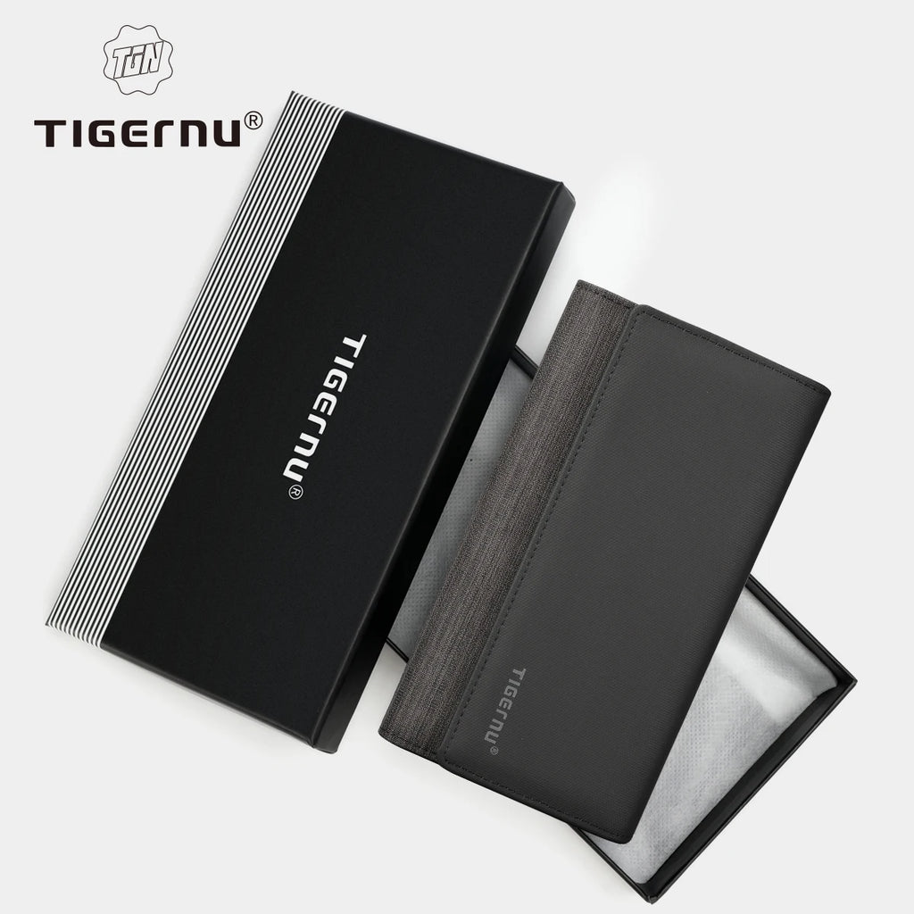 Tigernu Wallets Men Long Purses Male Handbags Coin Purse Cards Holder Oxford Billfold Wallet With Gift Box Money Clips Mens Bags