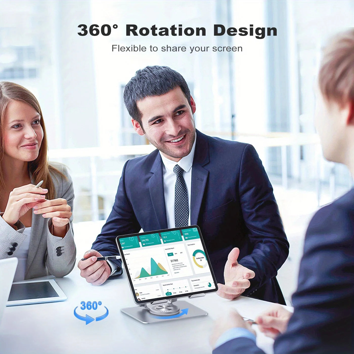tablet Stand, Swivel Tablet Stand With 360 Rotating Base, Adjustable Tablet Holder For Drawing, Compatible With IPad Pro/Air