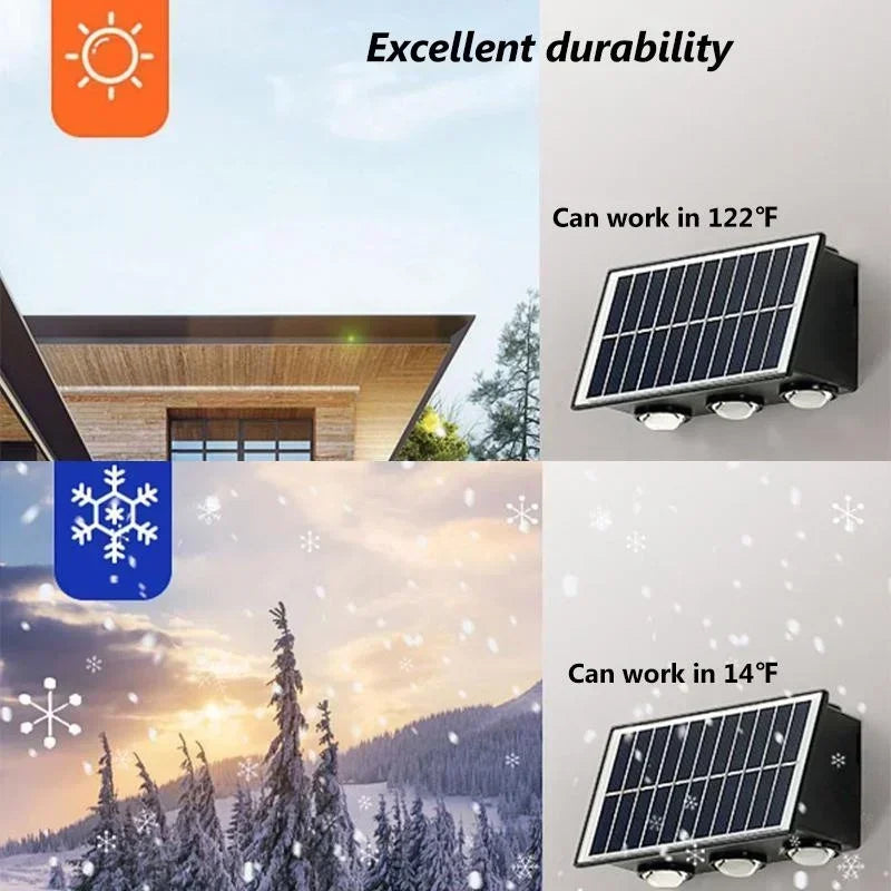 Solar Wall Washer Light Up and Down Lighting Outdoor Solar Fence Lights Waterproof Wall Lamp for Yard Garage Walkway Porch Decor