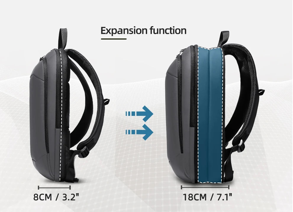 HK Business Backpack for Men 17 Inch Laptop Backpack with USB Port Slim Expandable Waterproof Travel Bag Large Work Computer Bag