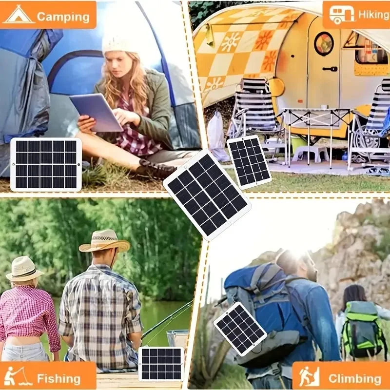 Solar panel, 10W/5W USB 5V portable solar charger, suitable for mobile phones, outdoor use, powered by solar energy