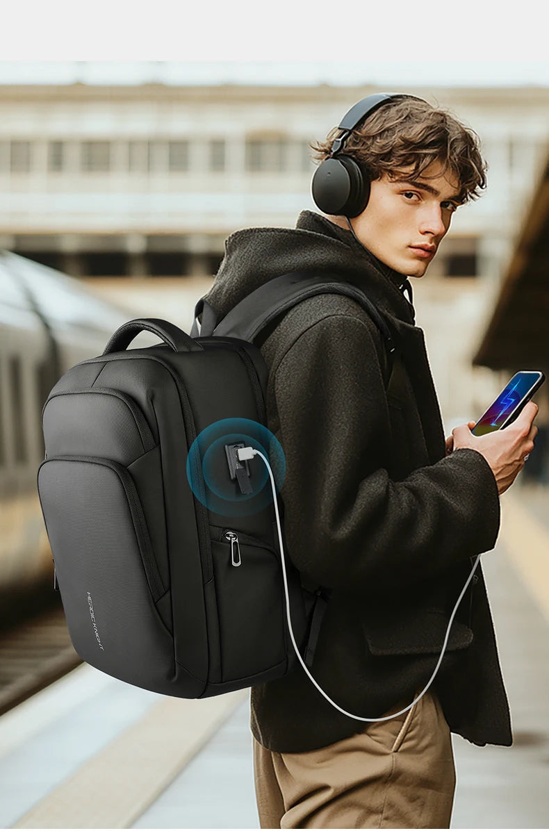 HK Multifunctional Business Backpack Men Large Capacity Travel Backpack Waterproof 17.3" Laptop Bag With USB Office Work Daypack