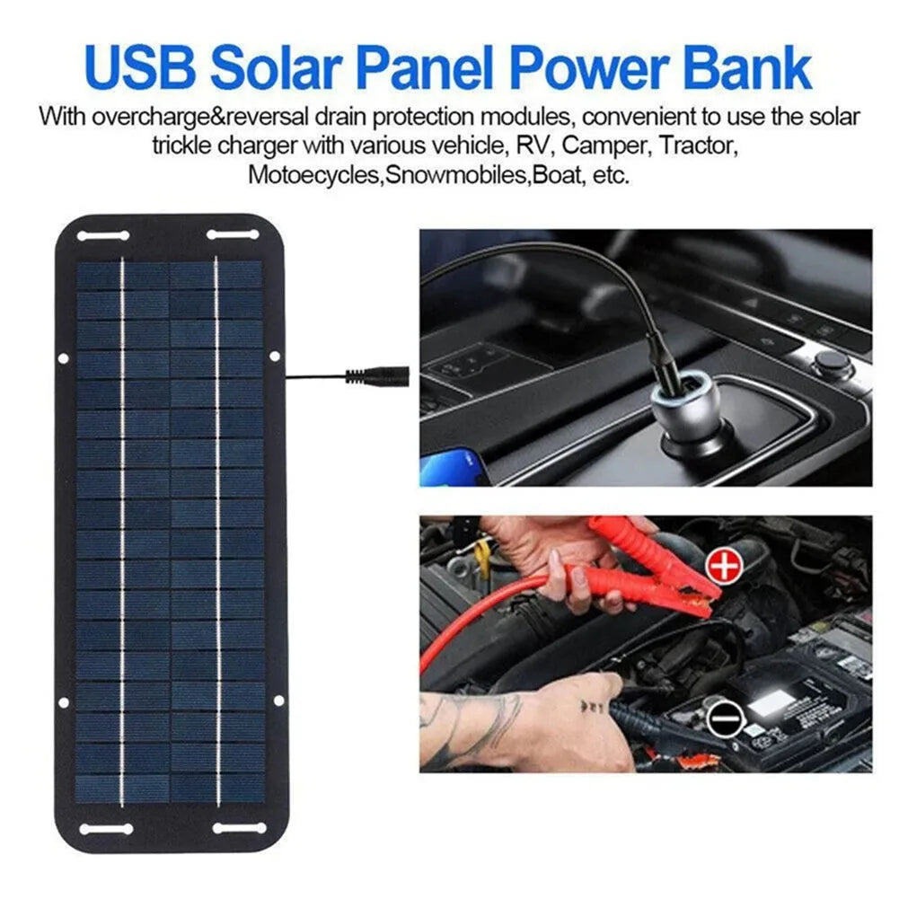 12V Monocrystalline Solar Panel Trickle Battery Charger, Portable Solar Power Maintainer Kit with 12V Output for Car, Van, Motor